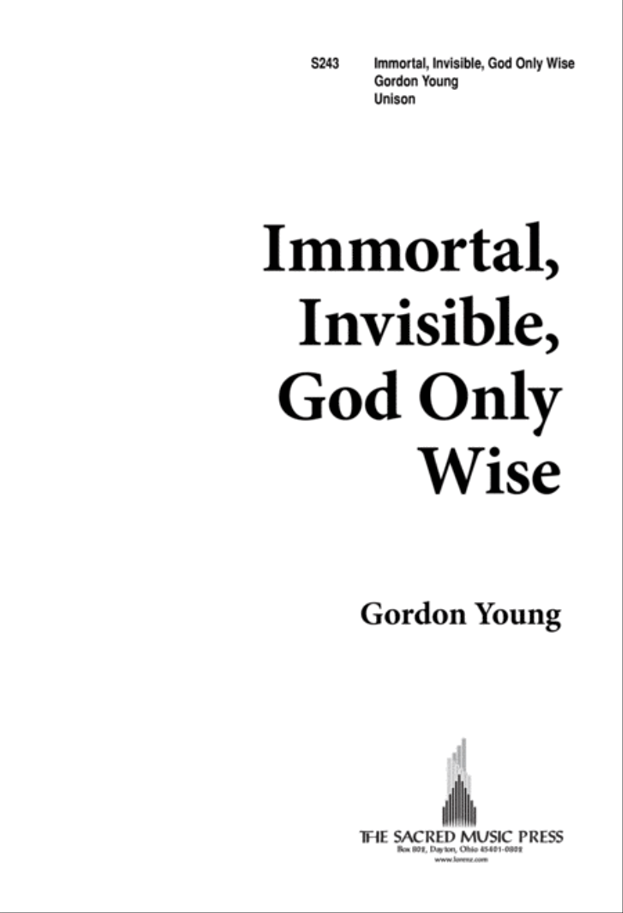 Immortal, Invisible God, Only Wise (Digital Download) Unison Choir scores gallery preview page 1