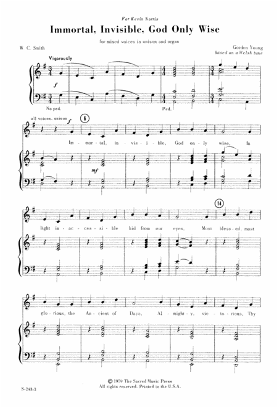 Immortal, Invisible God, Only Wise (Digital Download) Unison Choir scores gallery preview page 3
