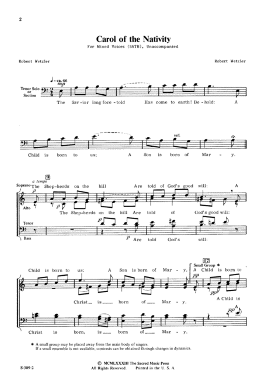 Carol of the Nativity (Digital Download) 4-Part scores gallery preview page 2