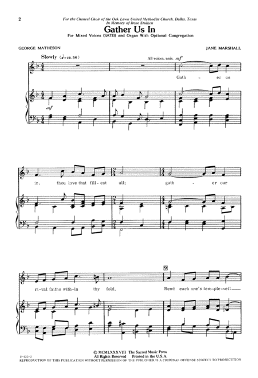 Gather Us In (Digital Download) 4-Part scores gallery preview page 2