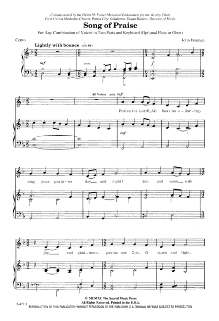 Song of Praise (Digital Download) 2-Part scores gallery preview page 2