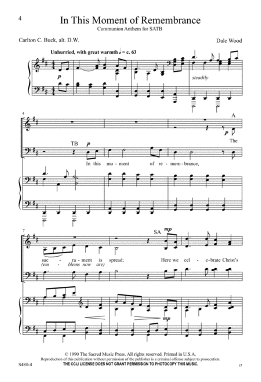 In This Moment of Remembrance (Digital Download) 4-Part scores gallery preview page 4