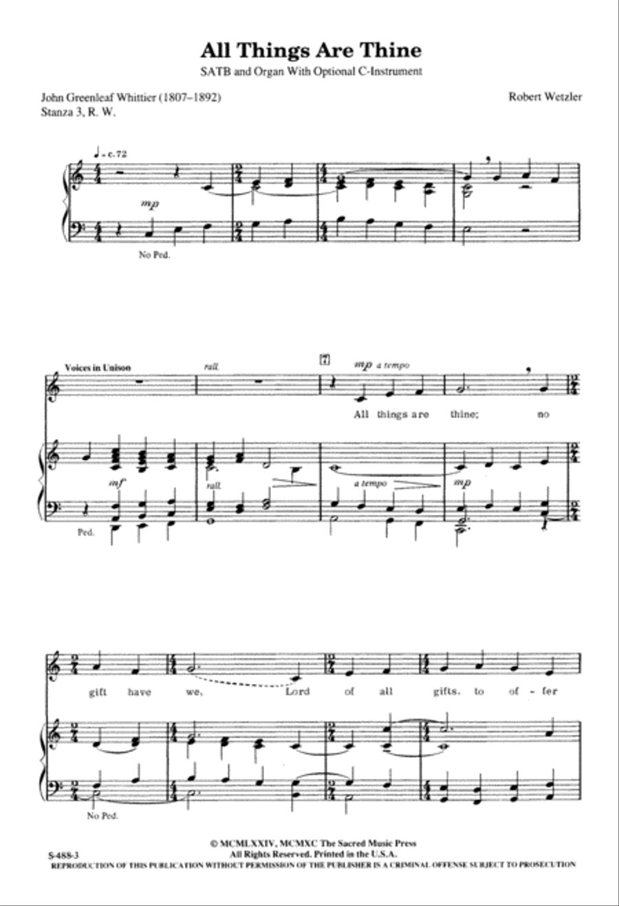 All Things Are Thine (Digital Download) 4-Part scores gallery preview page 3