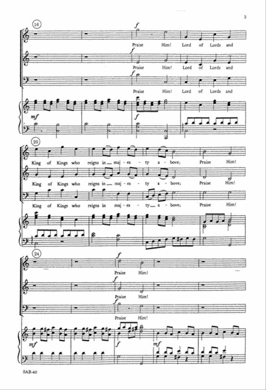 Praise Him (Digital Download) 3-Part scores gallery preview page 3