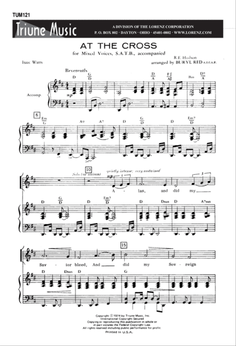 At the Cross (Digital Download) 4-Part scores gallery preview page 1
