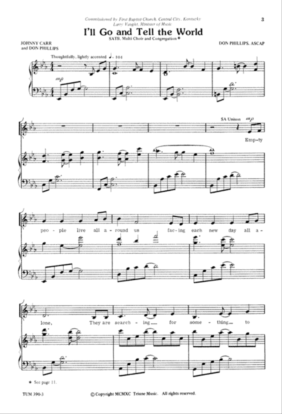 I'll Go and Tell the World (Digital Download) 4-Part scores gallery preview page 3