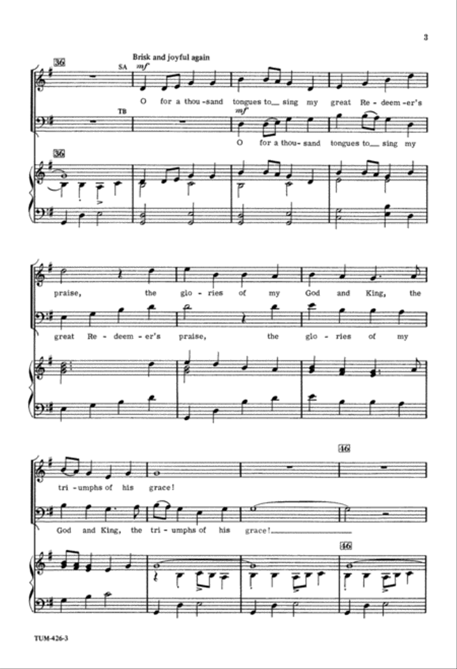 O For a Thousand Tongues to Sing! (Digital Download) 4-Part scores gallery preview page 3
