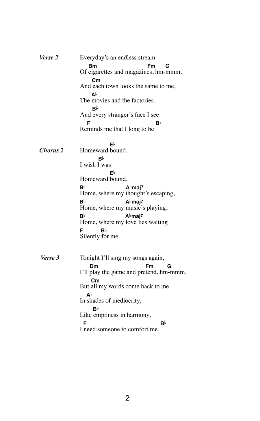 Homeward Bound by Simon And Garfunkel Ukulele - Digital Sheet Music page 2