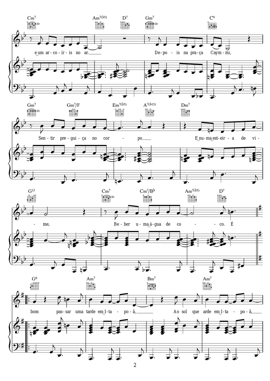 Tarde Em Itapoa Tarde Em Itapoa Piano, Vocal scores gallery preview page 2