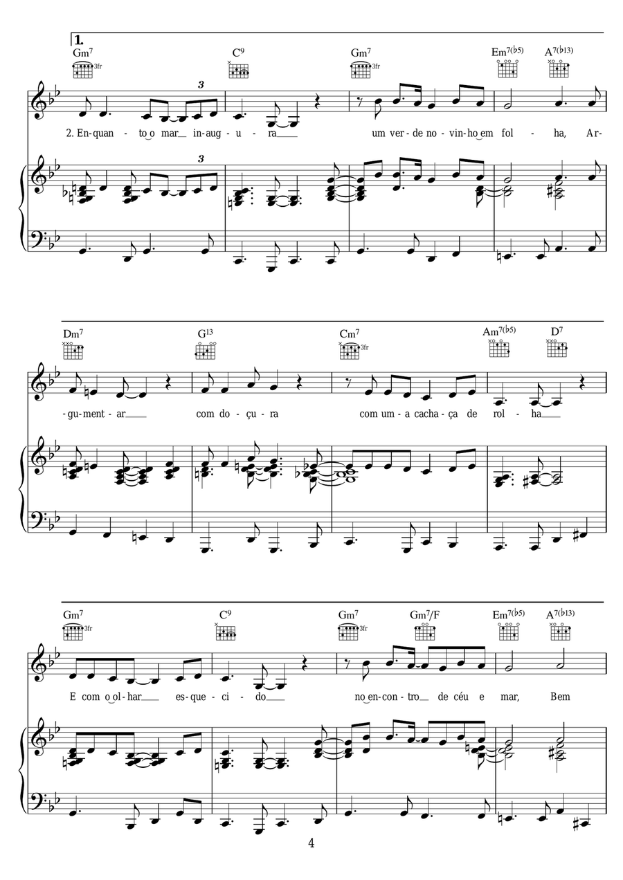 Tarde Em Itapoa Tarde Em Itapoa Piano, Vocal scores gallery preview page 4