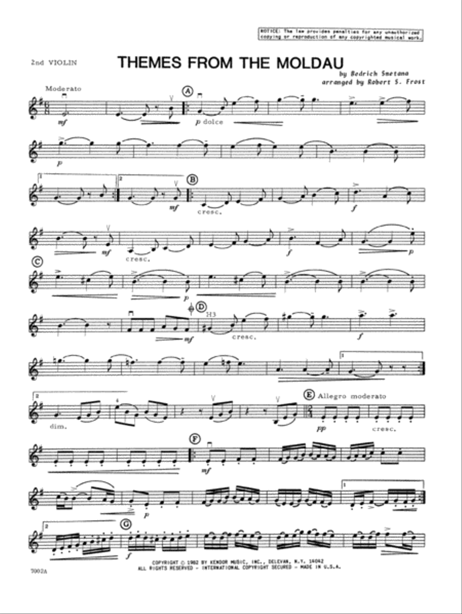 Themes From The Moldau - 2nd Violin Violin scores gallery preview page 1