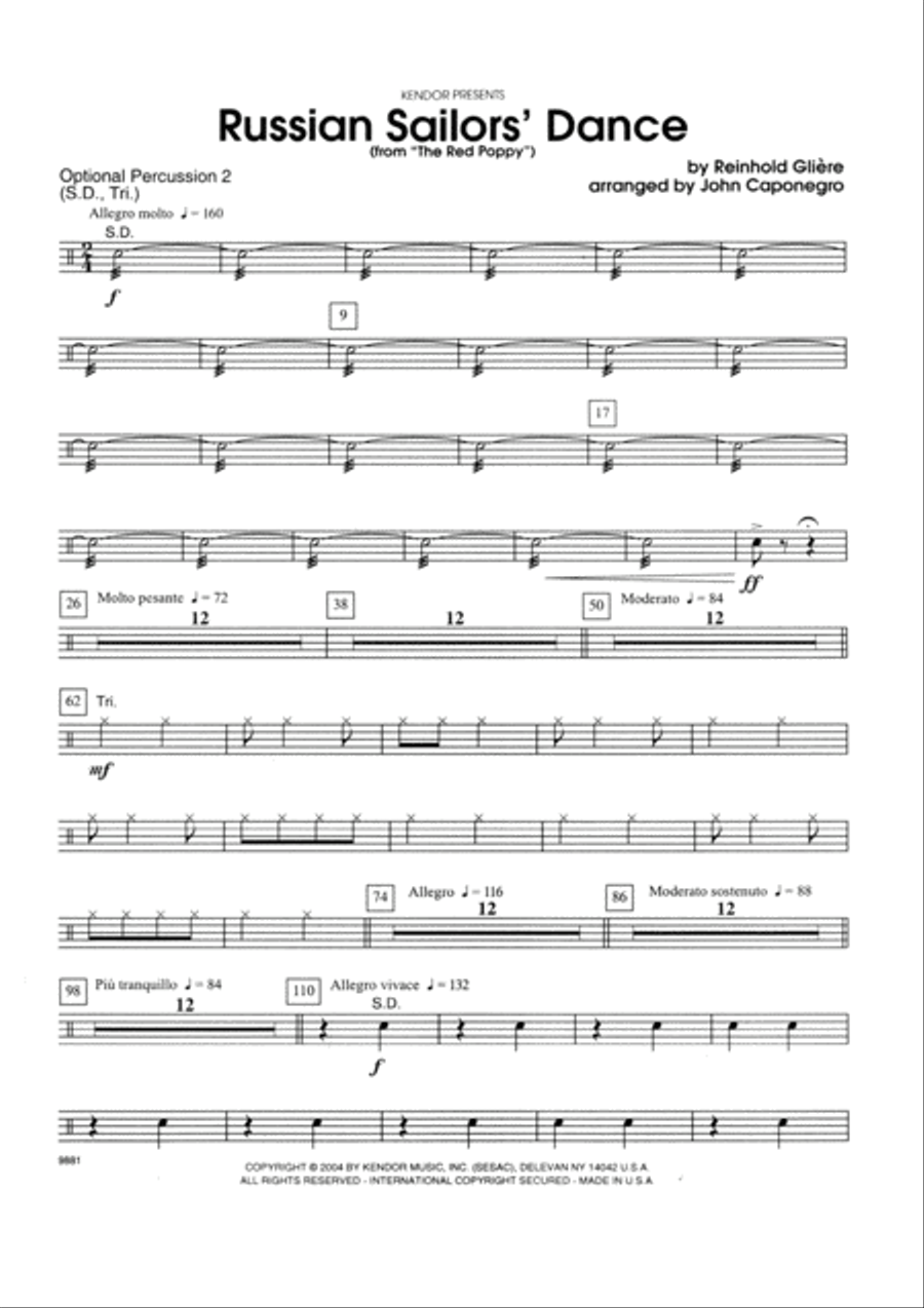 Russian Sailor's Dance (from The Red Poppy) - Percussion 2 Percussion scores gallery preview page 1
