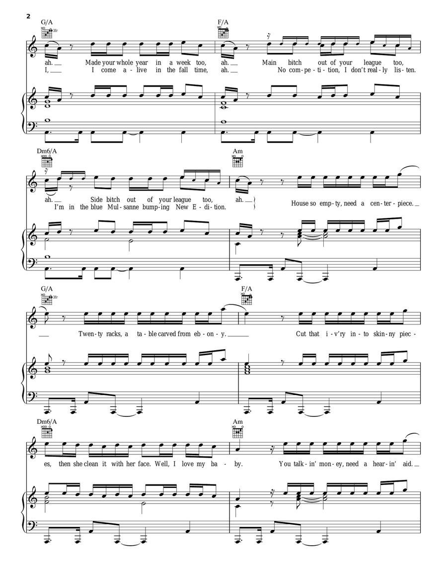 Starboy Starboy Piano, Vocal, Guitar scores gallery preview page 2