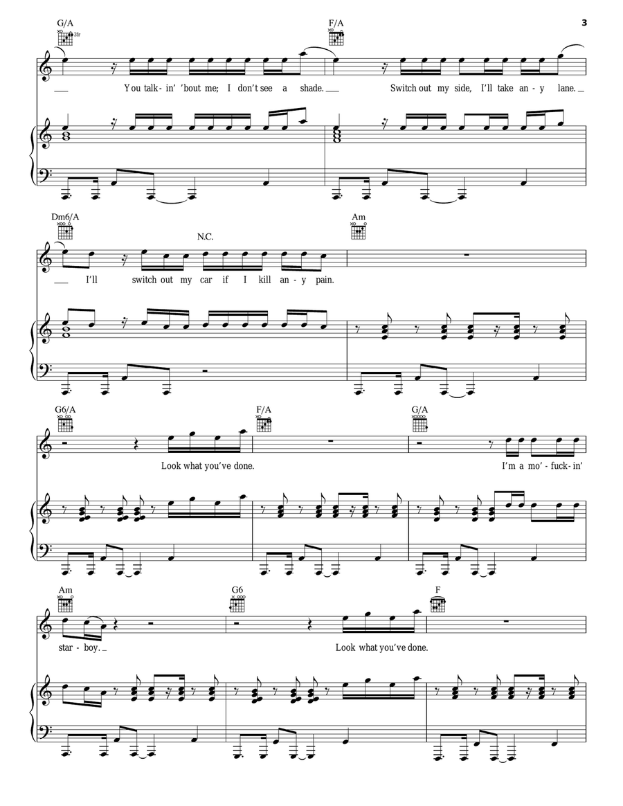 Starboy Starboy Piano, Vocal, Guitar scores gallery preview page 3