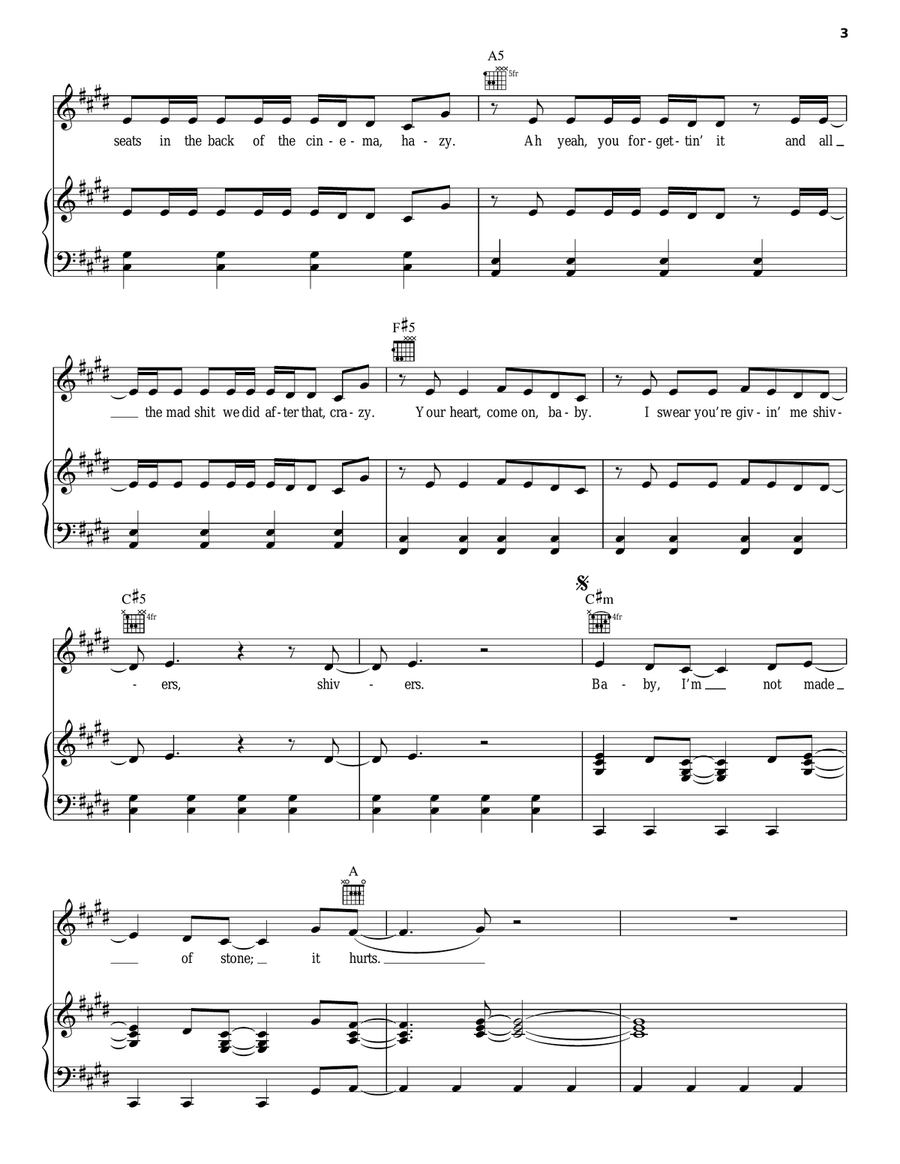 Hurts Hurts Piano, Vocal, Guitar scores gallery preview page 3