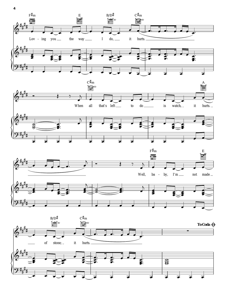 Hurts Hurts Piano, Vocal, Guitar scores gallery preview page 4