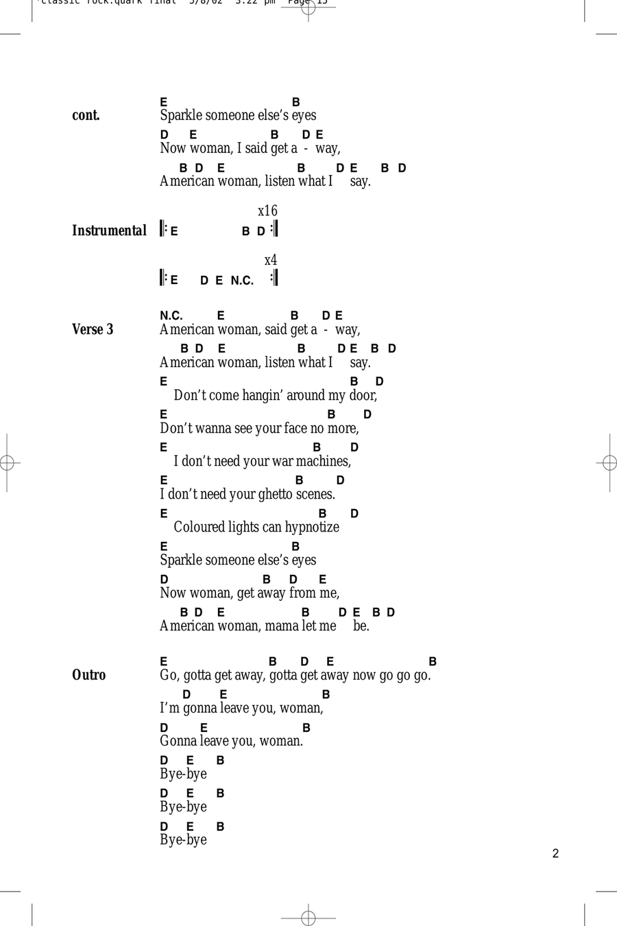 American Woman American Woman Guitar scores gallery preview page 2