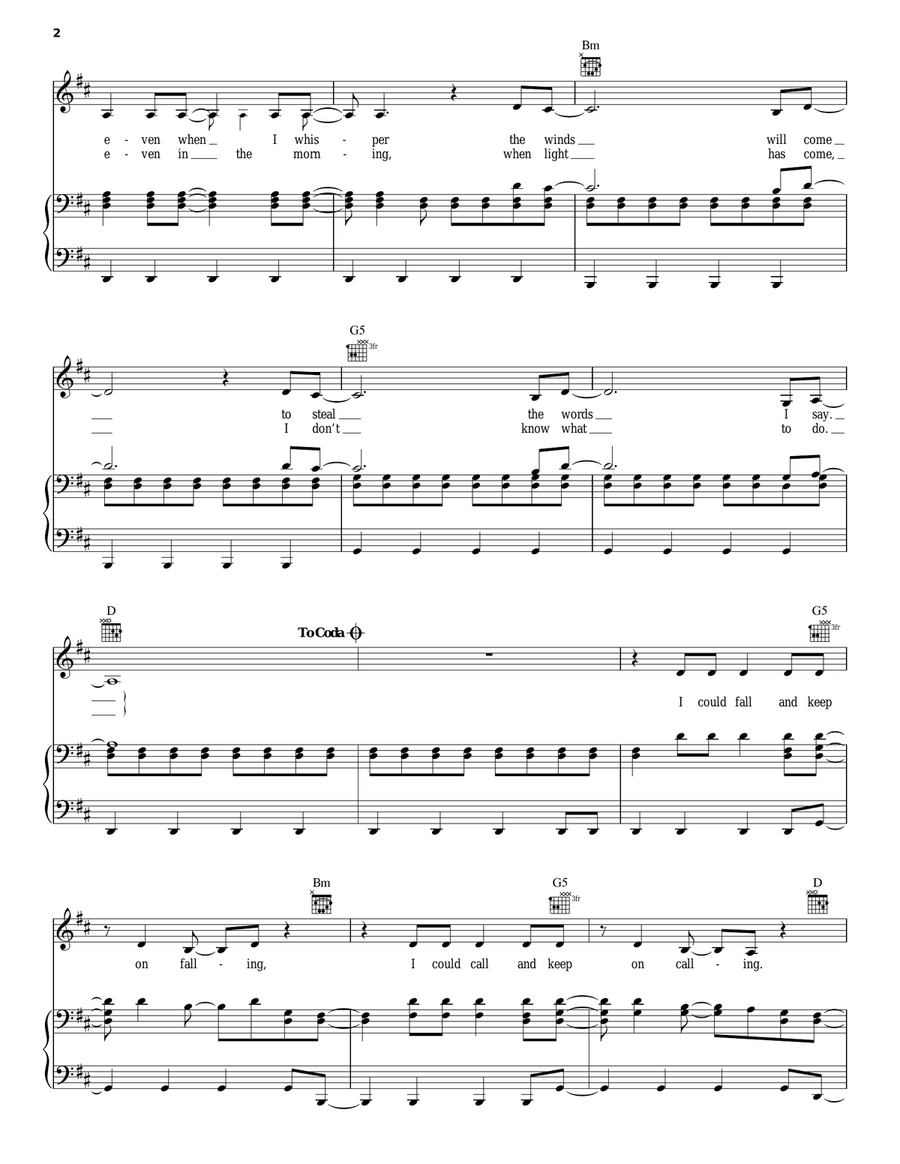 Even In The Shadows Piano, Vocal, Guitar scores gallery preview page 2
