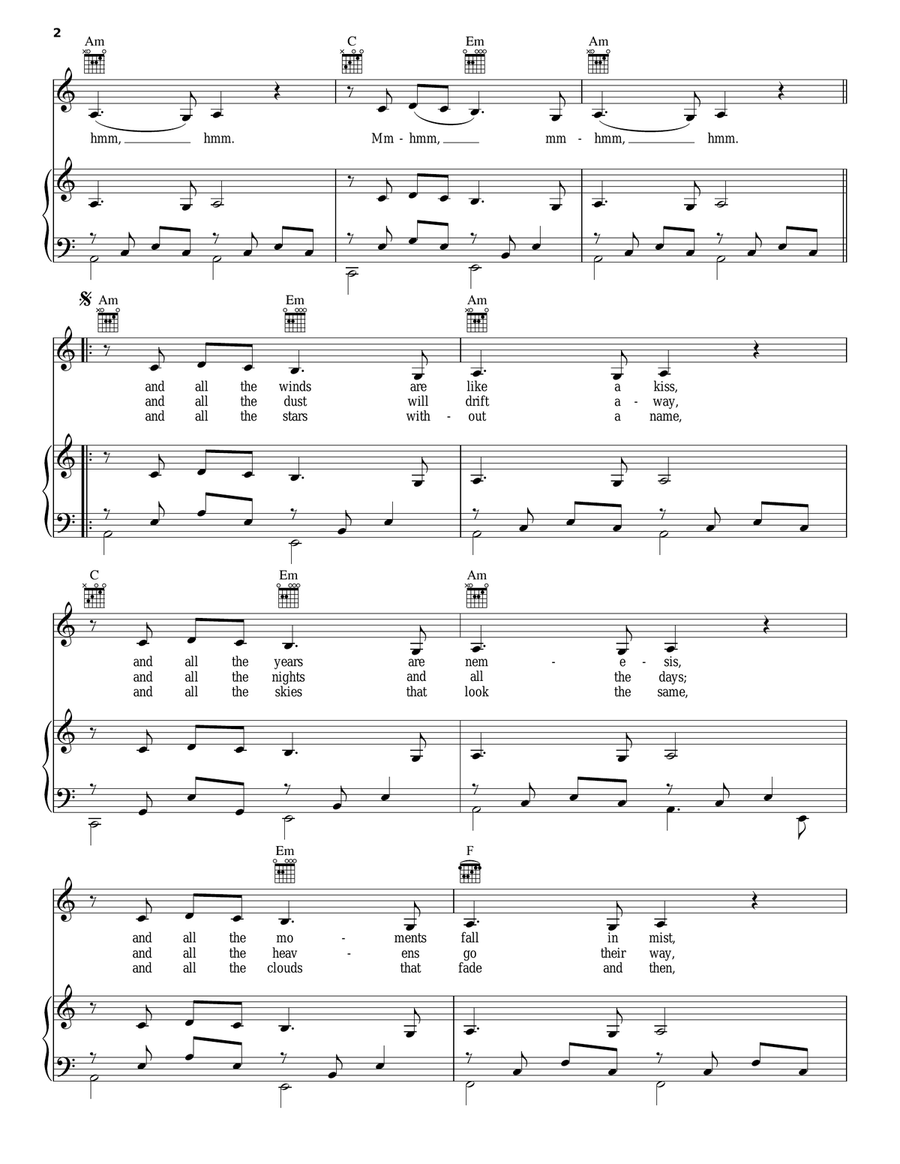 The Humming The Humming Piano, Vocal, Guitar scores gallery preview page 2