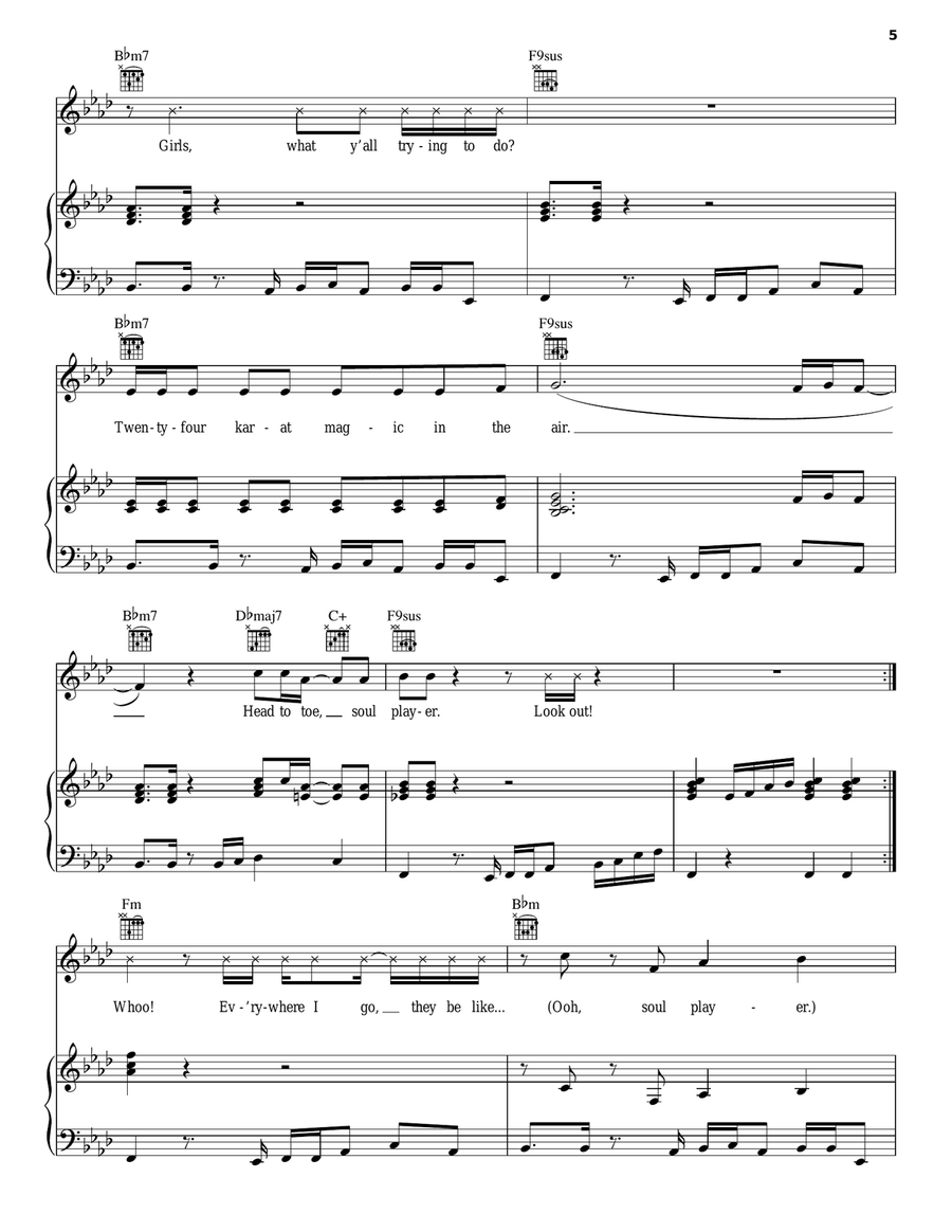 24K Magic 24K Magic Piano, Vocal, Guitar scores gallery preview page 5