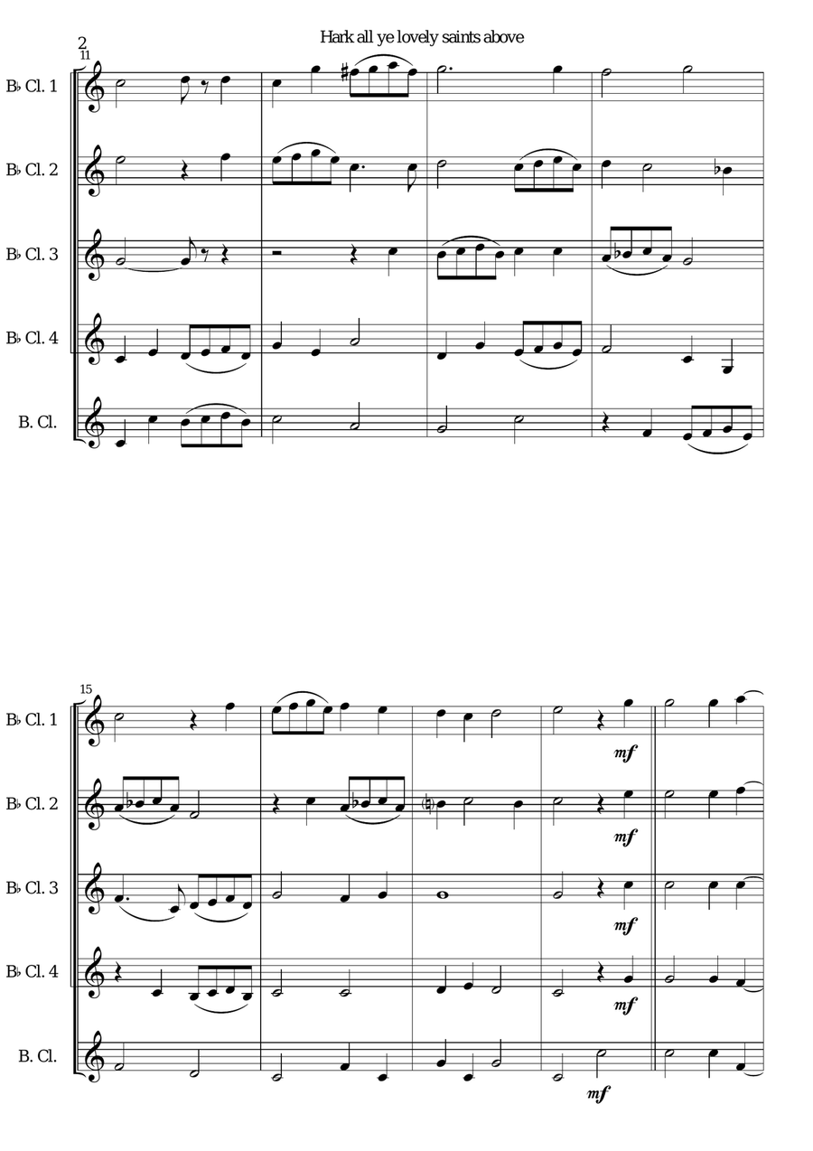 Hark all ye lovely saints above for clarinet quintet Clarinet Quintet scores gallery preview page 2