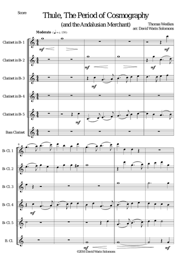 Thule, The period of Cosmography and The Andalusian Merchant for clarinet sextet (B flats)
