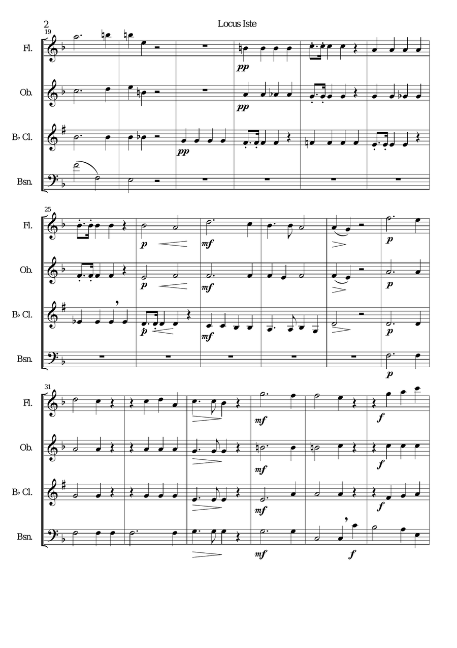 Locus Iste for wind quartet Woodwind Quartet scores gallery preview page 2