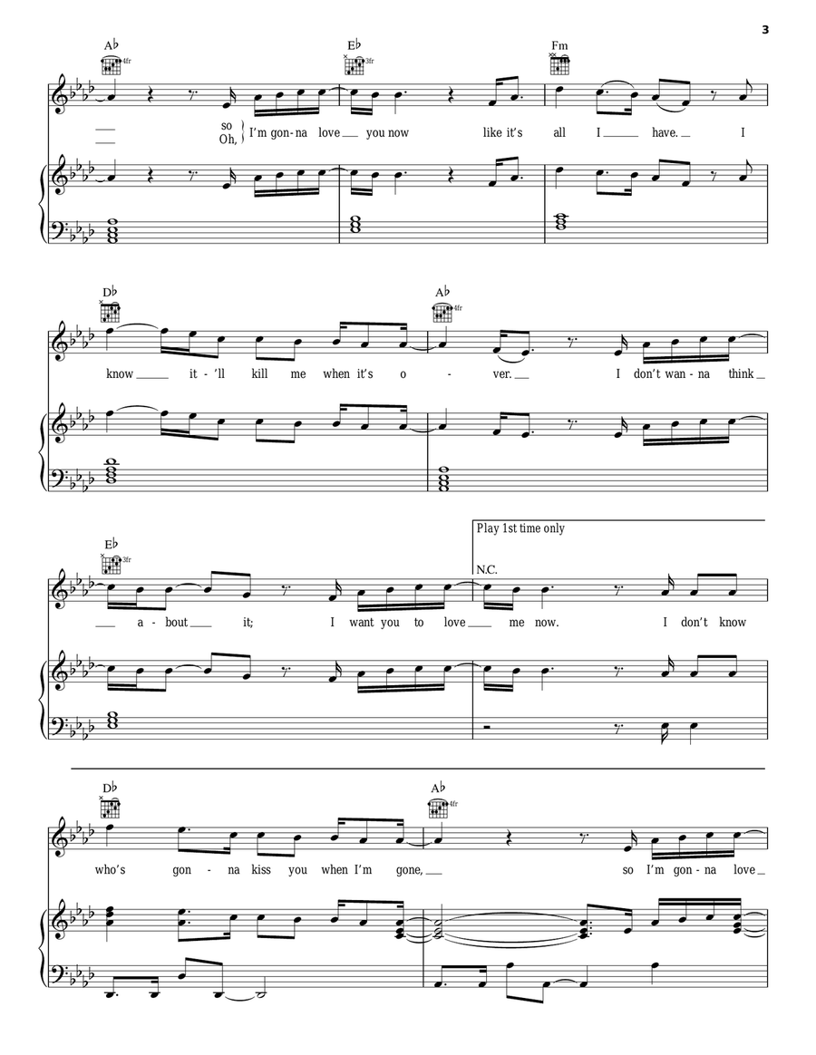 Love Me Now Love Me Now Piano, Vocal, Guitar scores gallery preview page 3