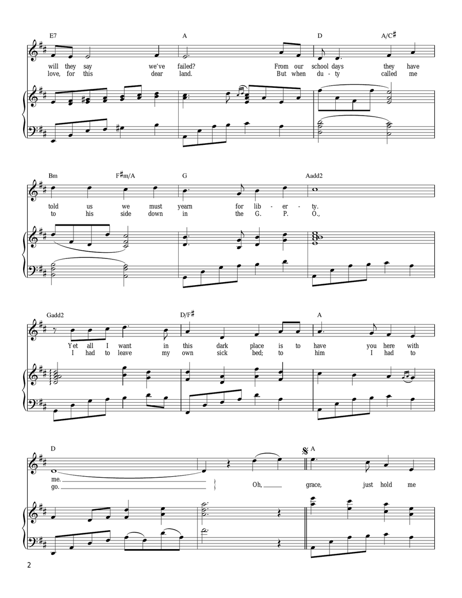 Grace Grace Piano, Vocal, Guitar scores gallery preview page 2