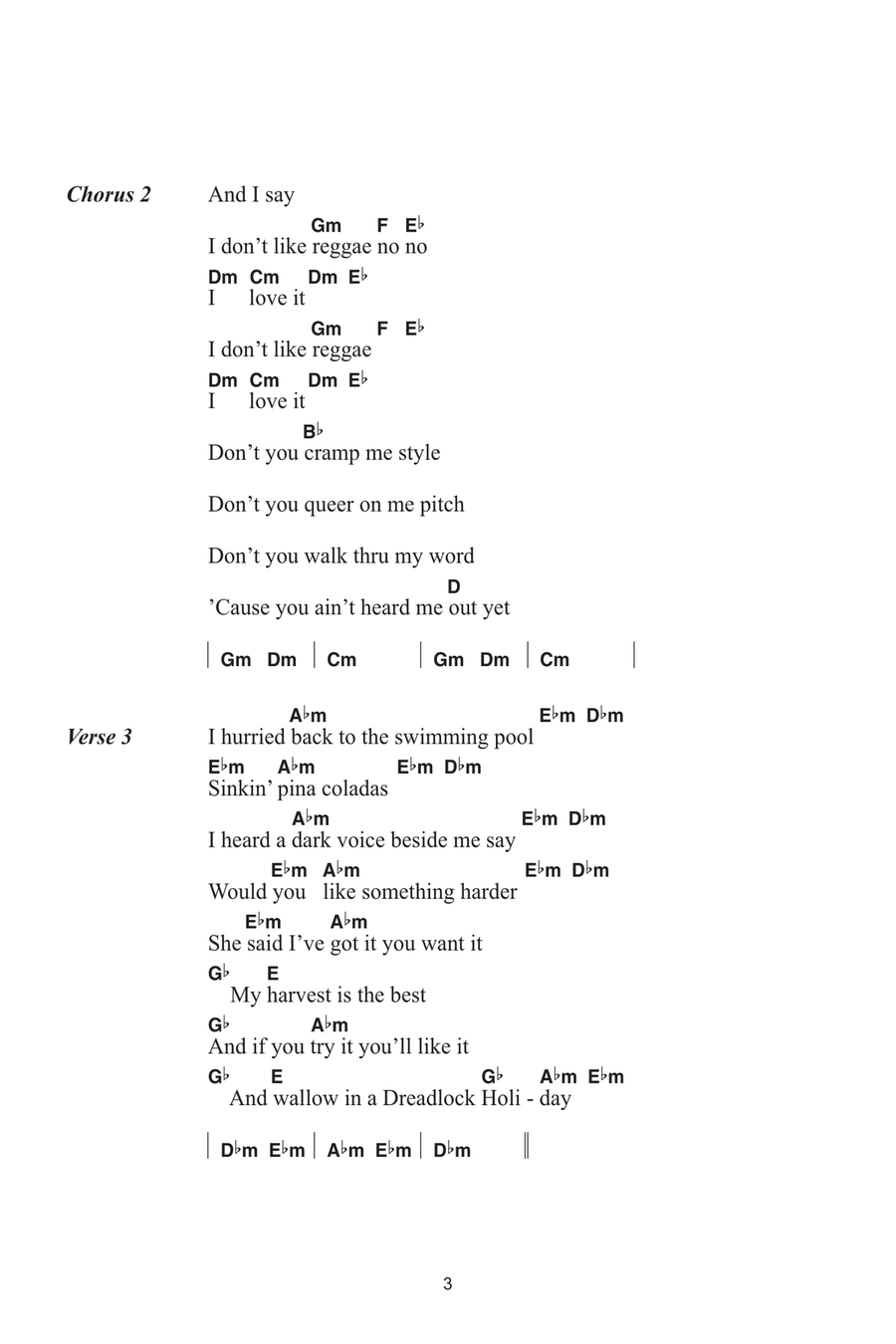 Dreadlock Holiday Dreadlock Holiday Acoustic Guitar scores gallery preview page 3