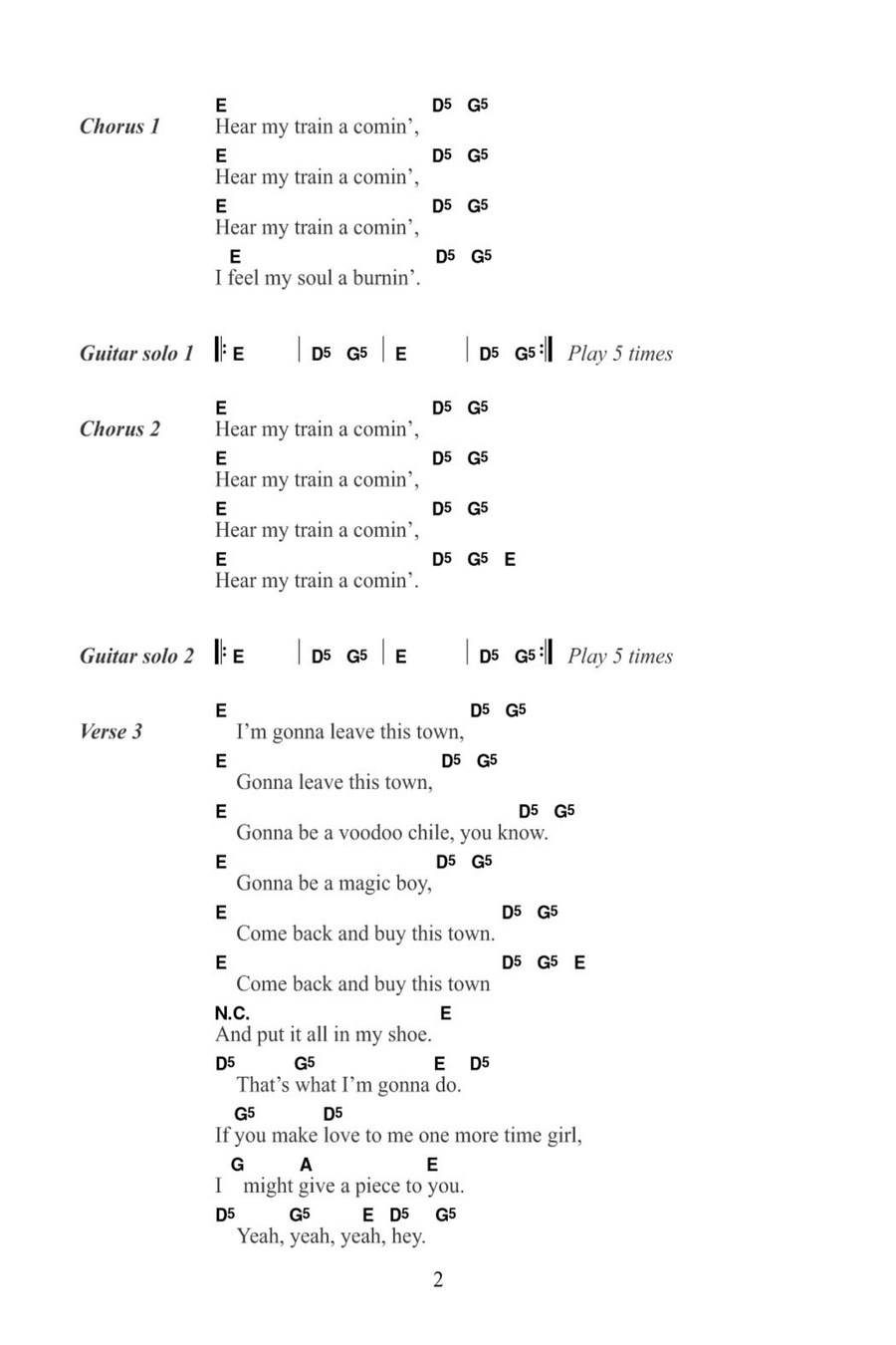 Hear My Train A-Comin' Hear My Train A-Comin' Electric Guitar scores gallery preview page 2