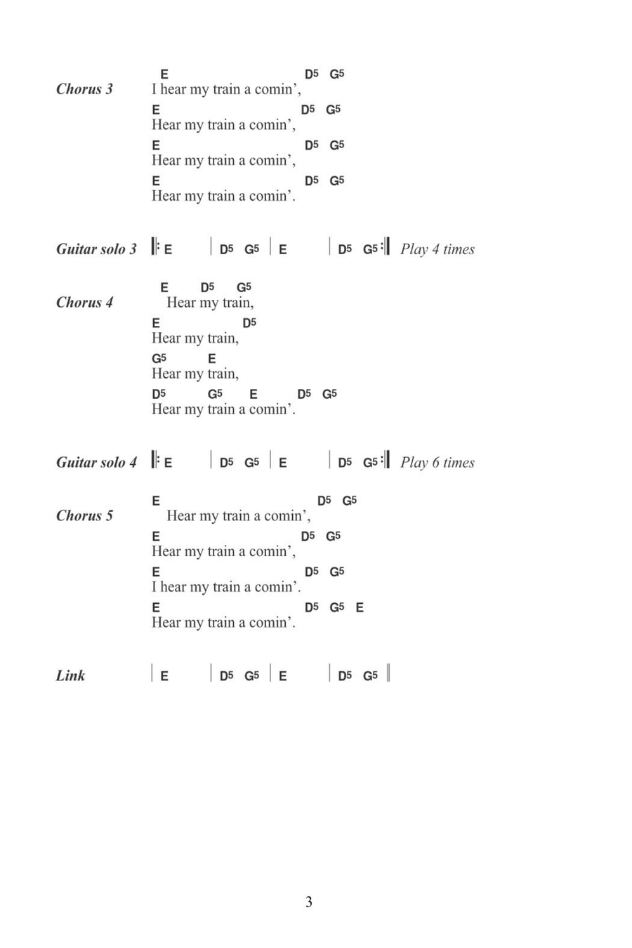 Hear My Train A-Comin' Hear My Train A-Comin' Electric Guitar scores gallery preview page 3