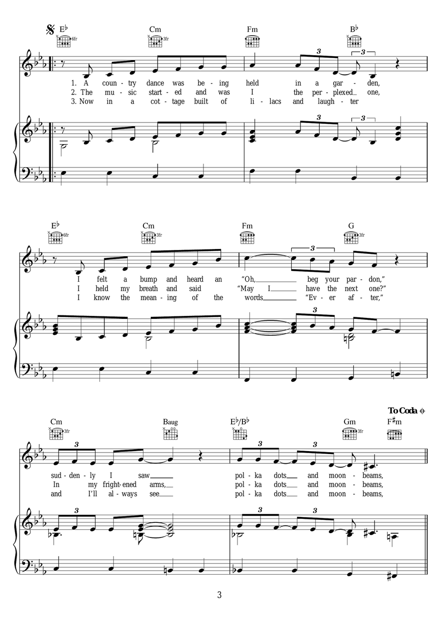 Polka Dots And Moonbeams Polka Dots And Moonbeams Piano, Vocal scores gallery preview page 3