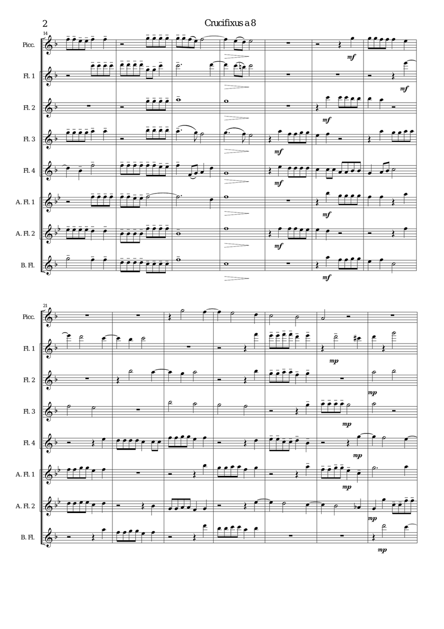 Crucifixus a 8 for flute choir Flute Choir scores gallery preview page 2