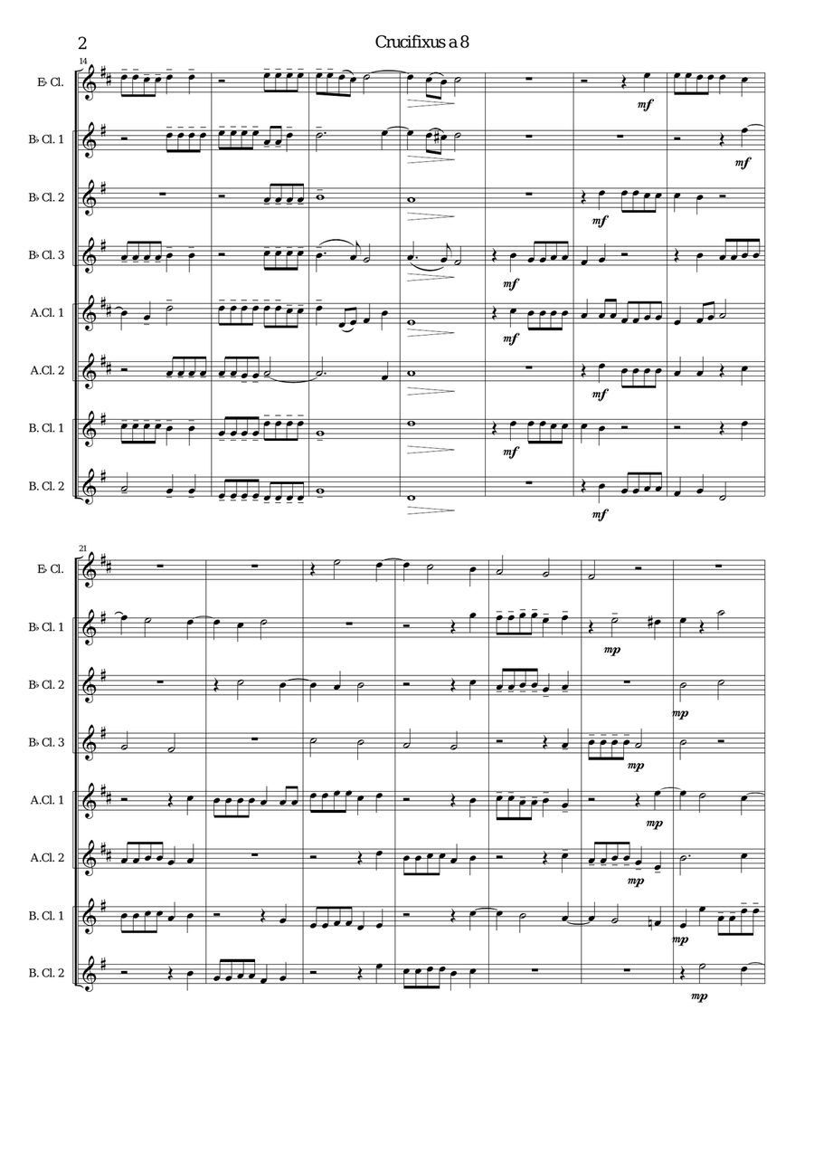 Crucifixus a 8 for clarinet choir Clarinet Choir scores gallery preview page 2