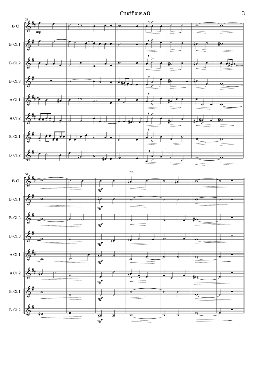Crucifixus a 8 for clarinet choir Clarinet Choir scores gallery preview page 3