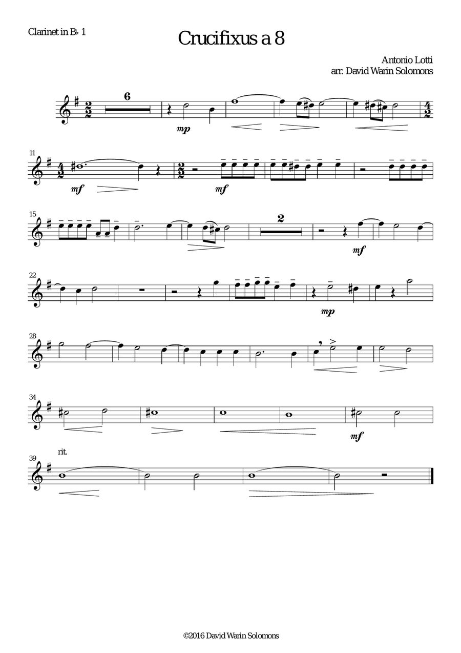 Crucifixus a 8 for clarinet choir Clarinet Choir scores gallery preview page 5