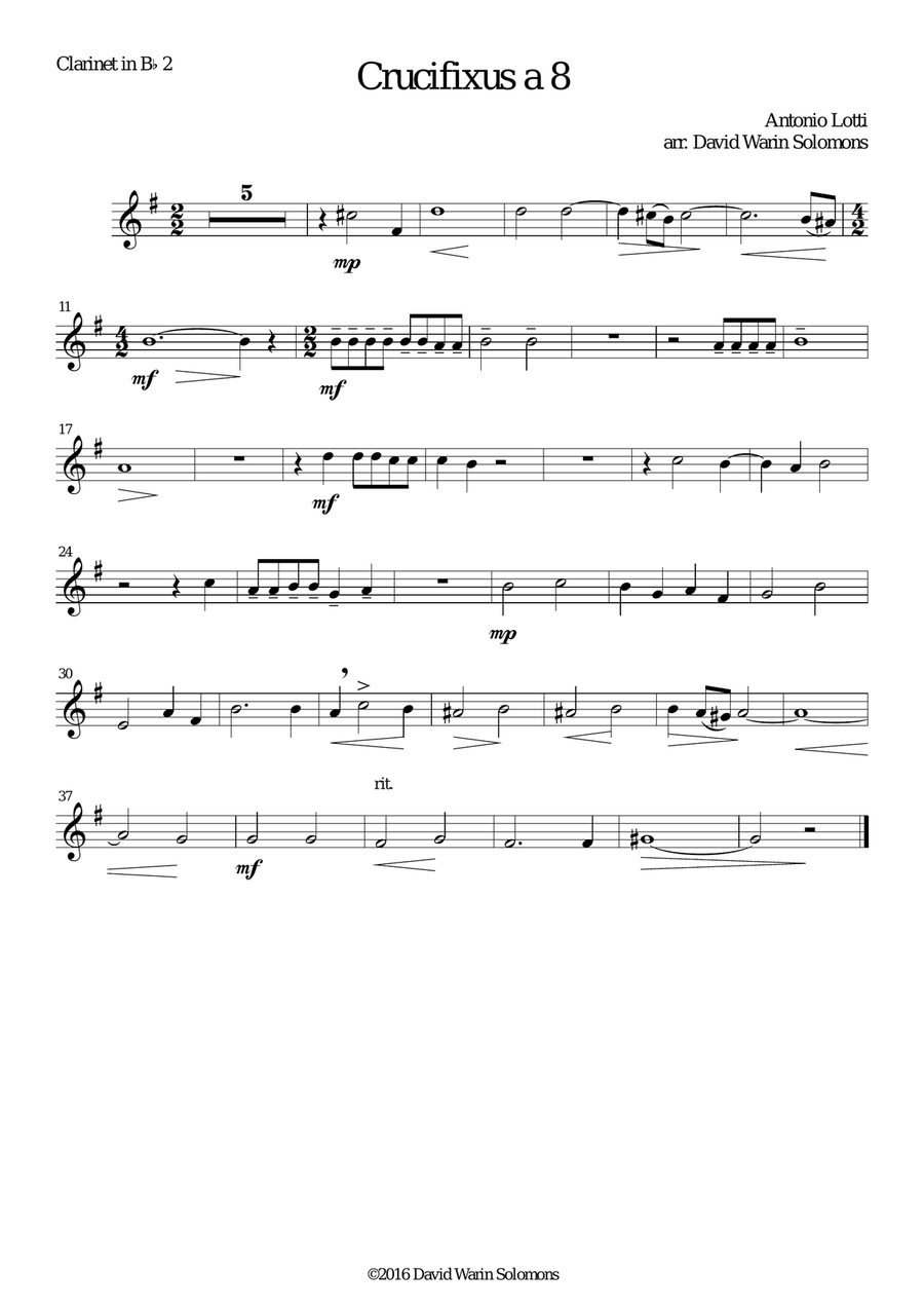 Crucifixus a 8 for clarinet choir Clarinet Choir scores gallery preview page 6