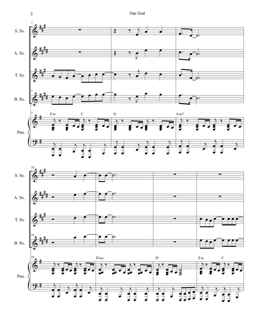Our God Our God Saxophone Quartet scores gallery preview page 2