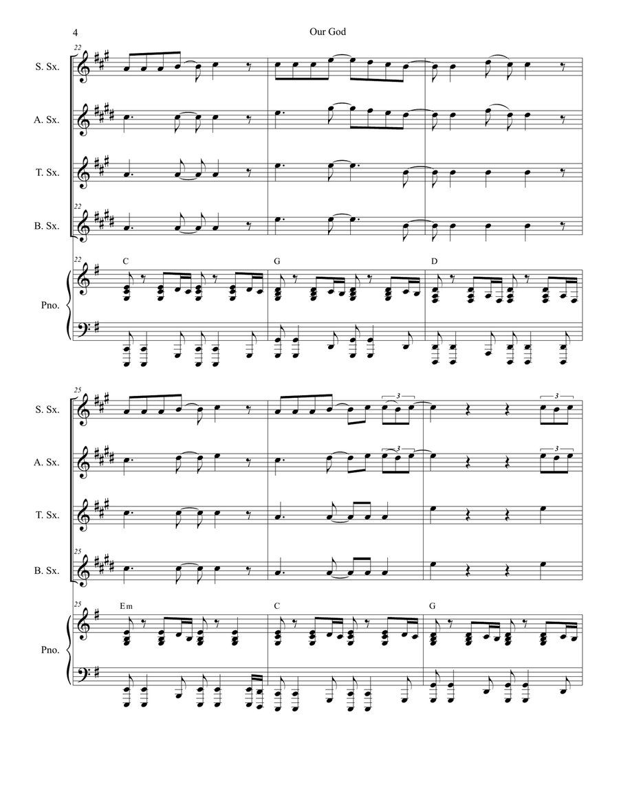 Our God Our God Saxophone Quartet scores gallery preview page 4