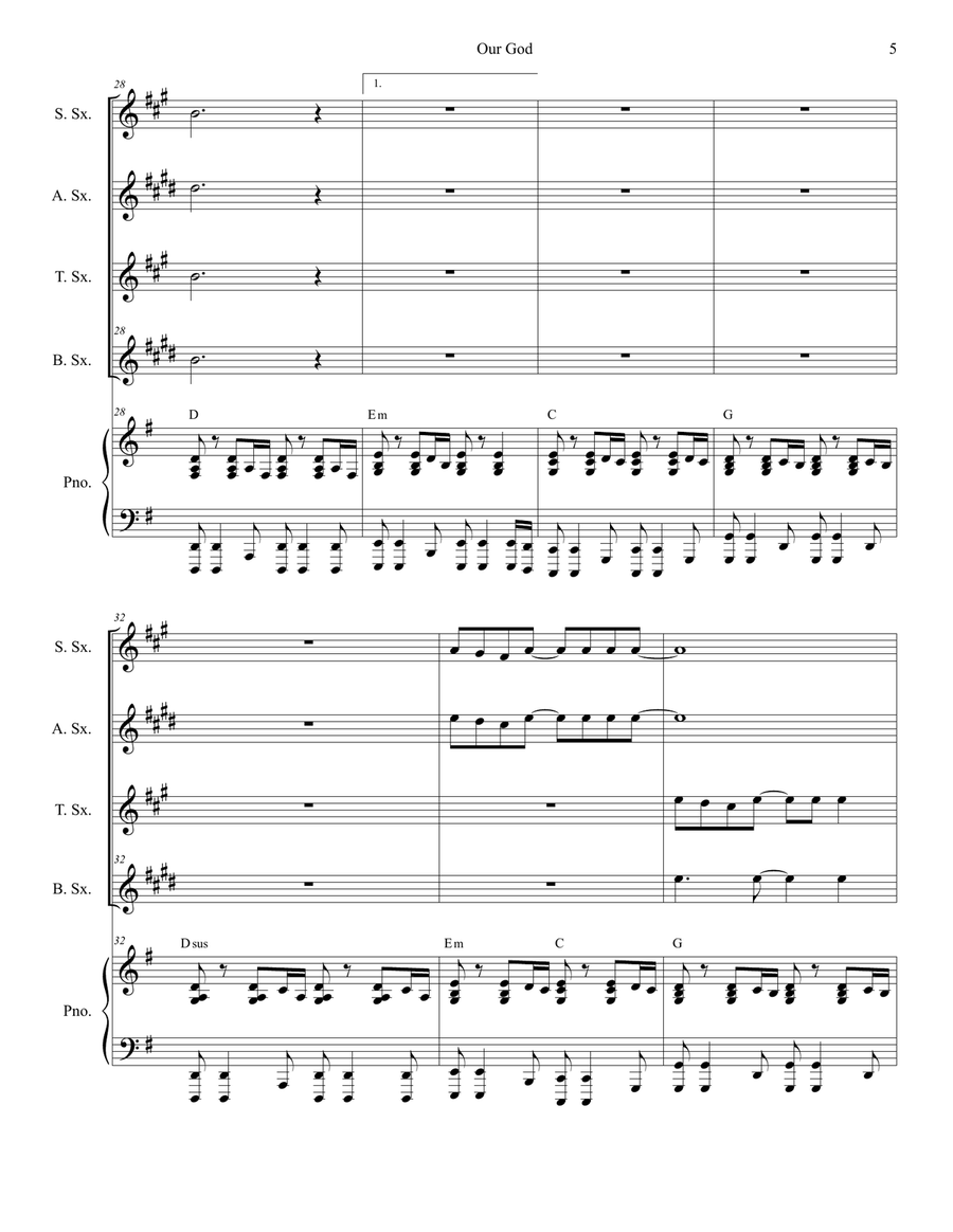 Our God Our God Saxophone Quartet scores gallery preview page 5
