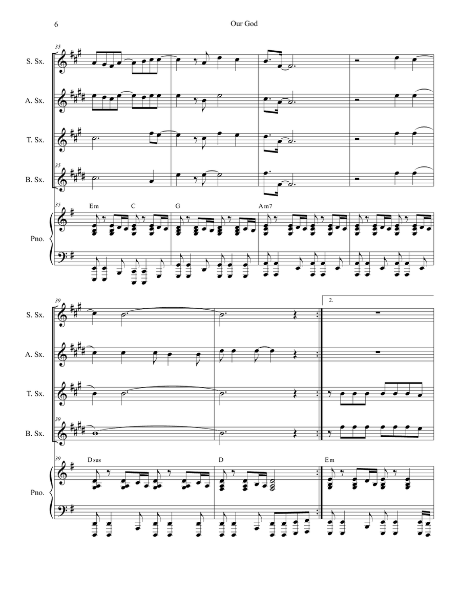 Our God Our God Saxophone Quartet scores gallery preview page 6