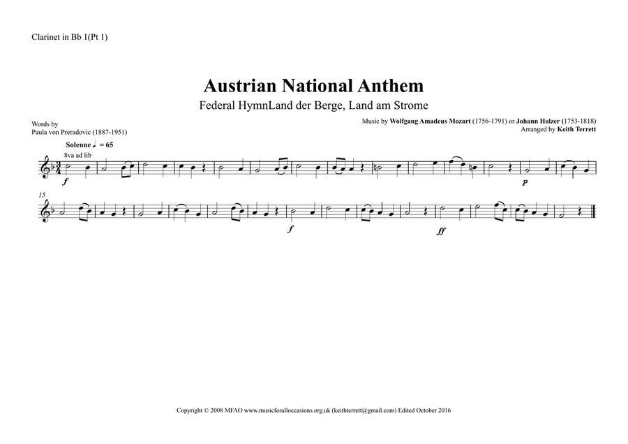 Austrian National Anthem (Land der Berge, Land am Strome) for Wind Ensemble Woodwind Ensemble scores gallery preview page 6