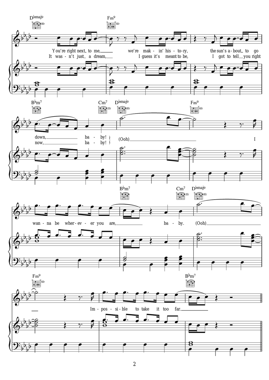 Summer Nights (featuring John Legend) Piano, Vocal scores gallery preview page 2