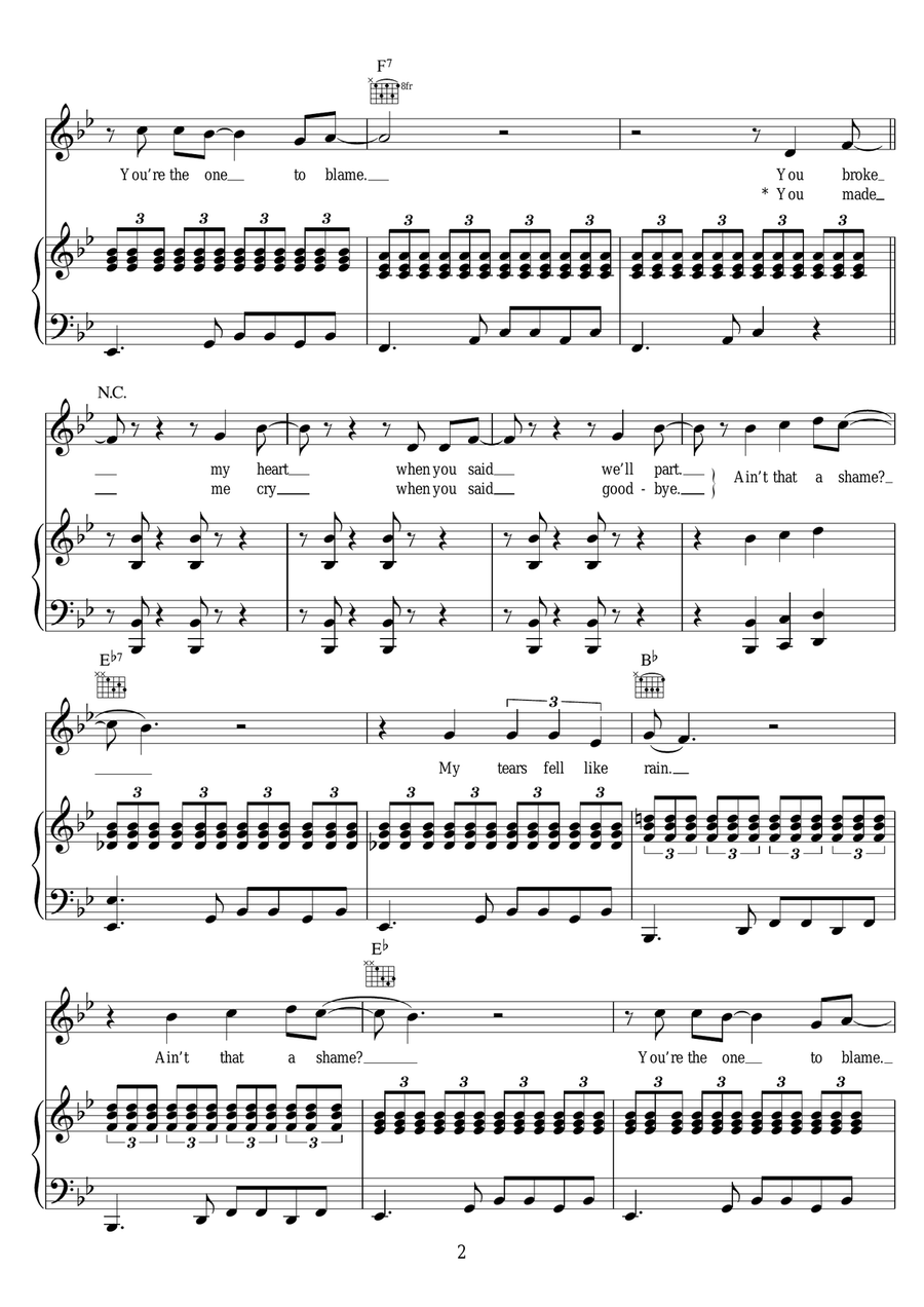 Ain't That A Shame Ain't That A Shame Piano, Vocal scores gallery preview page 2