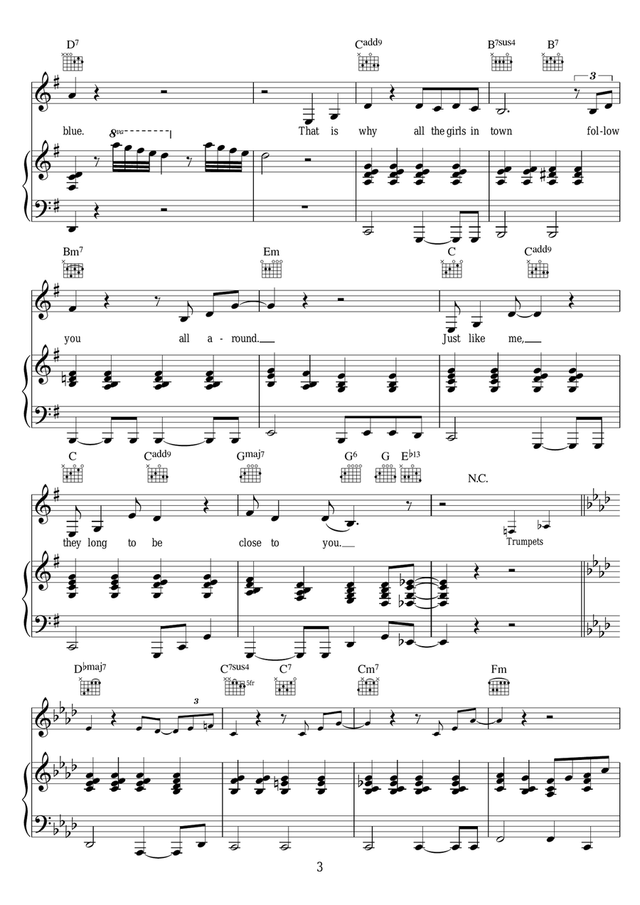 (They Long To Be) Close To You Piano, Vocal scores gallery preview page 3