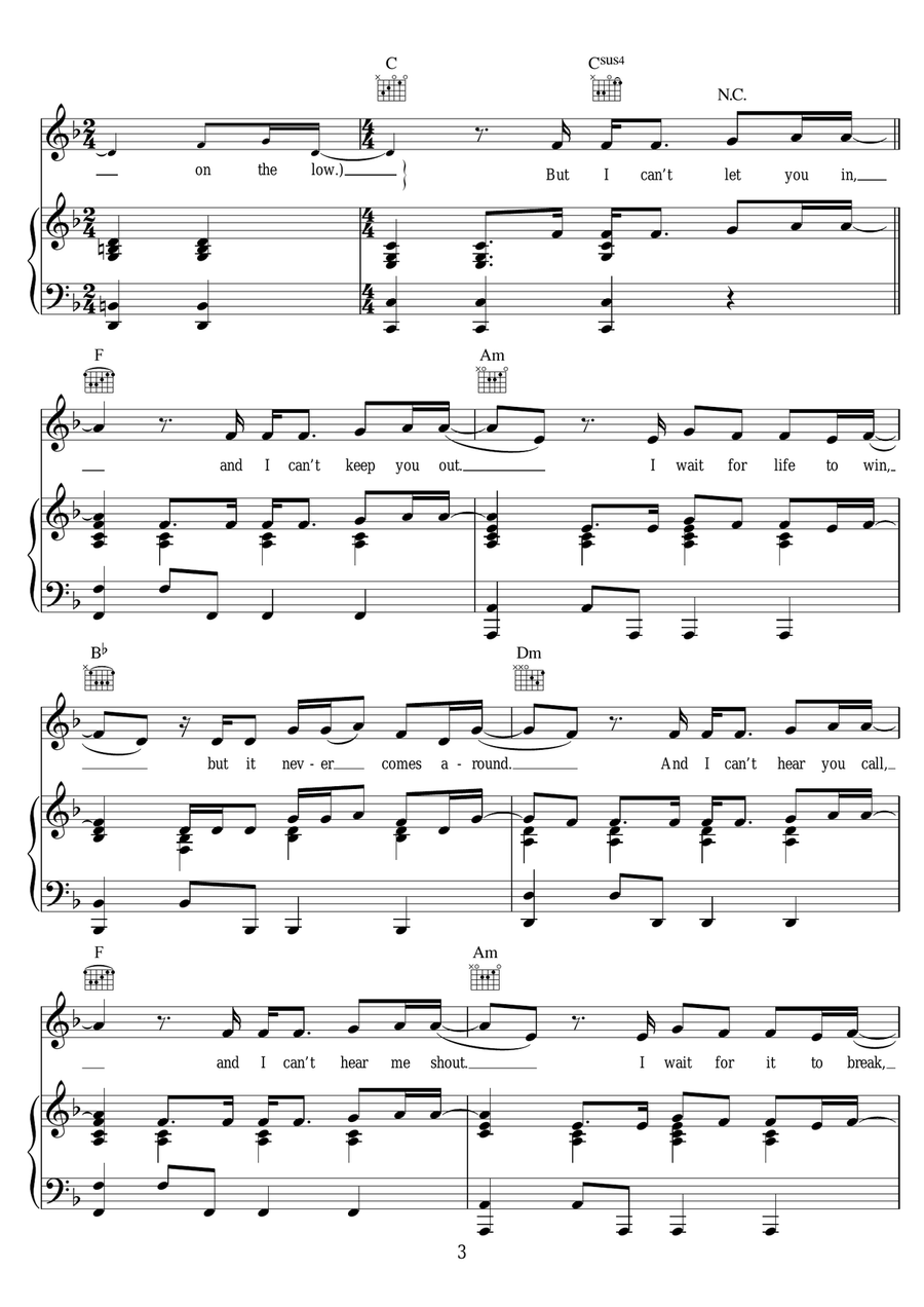Wait For Life (featuring Lana Del Rey) Piano, Vocal scores gallery preview page 3