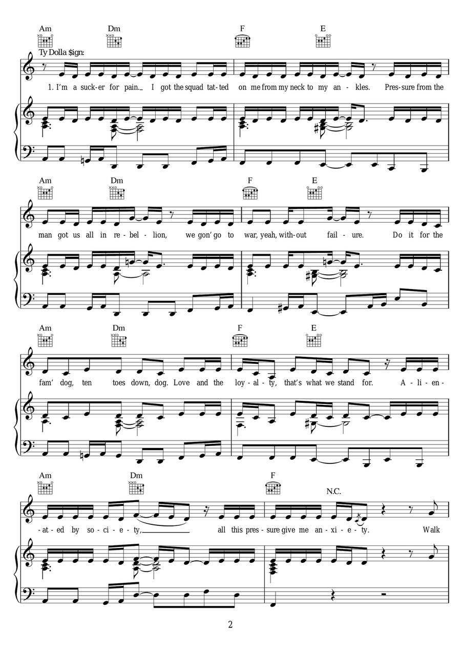 Sucker For Pain (featuring X Ambassadors) Piano, Vocal scores gallery preview page 2