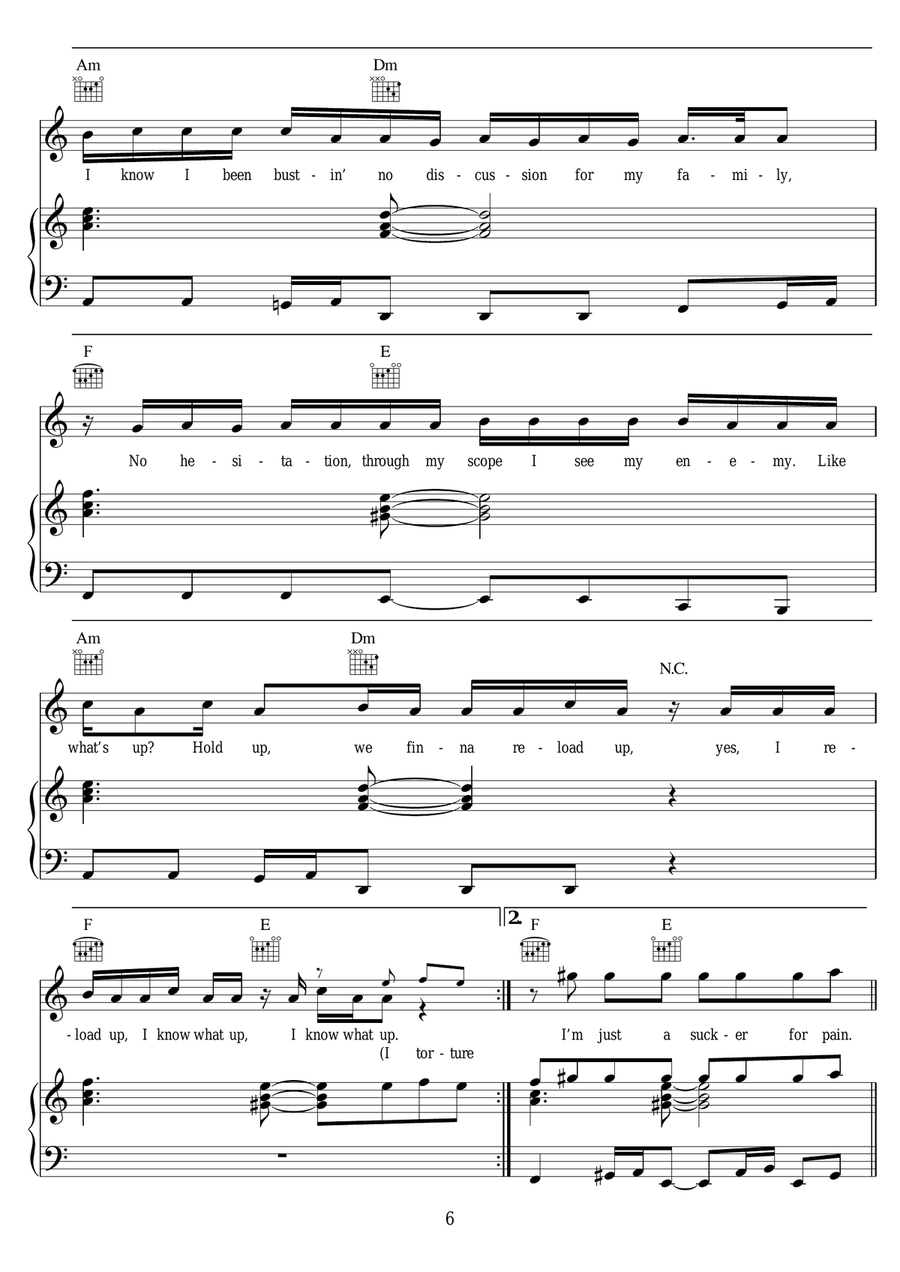 Sucker For Pain (featuring X Ambassadors) Piano, Vocal scores gallery preview page 6