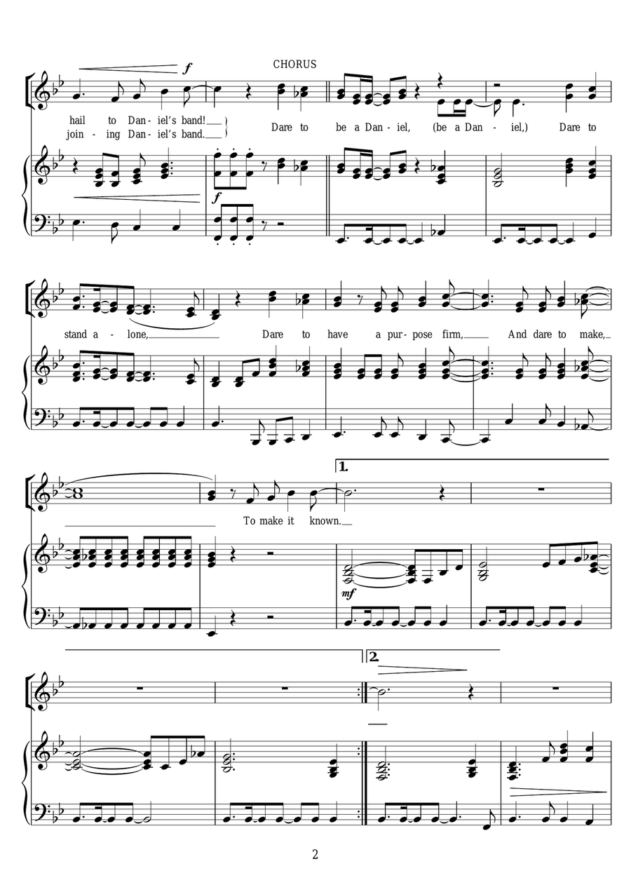 Dare To Be A Daniel Piano, Vocal scores gallery preview page 2